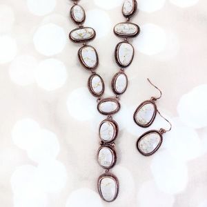 T Totally Shelly’s Etsy Piedra Point White Y Necklace and Earring Set